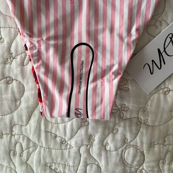 Revolve x VDM Ziggy Reversible Art Deco Retro Pink Stripe Bikini Bottom Swim - Picture 9 of 9